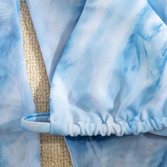 Tie Dye Bikini Swimsuit & Mesh Coverup - Picture 5 of 6